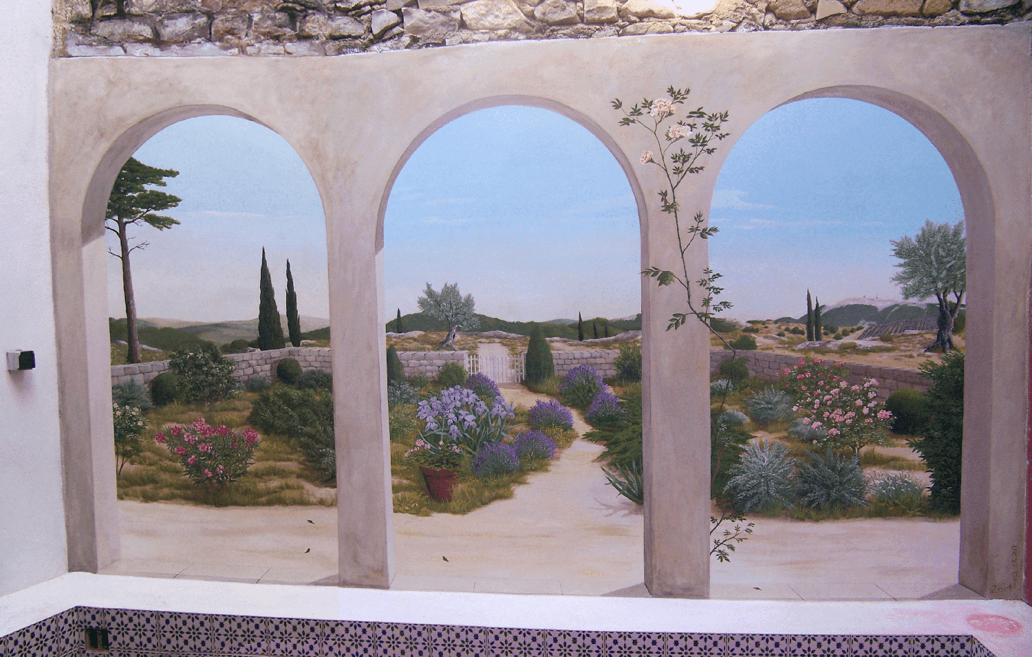 APRES peinture en trompe-l'œil cour vaison la romaine par Sylvie Artôt