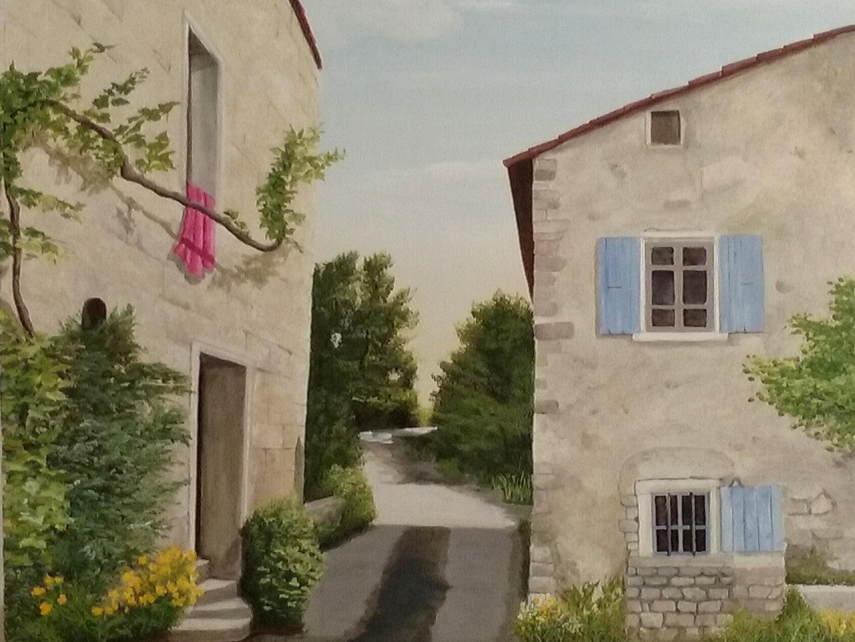 peinture petit hameau en Provence par Sylvie Artôt